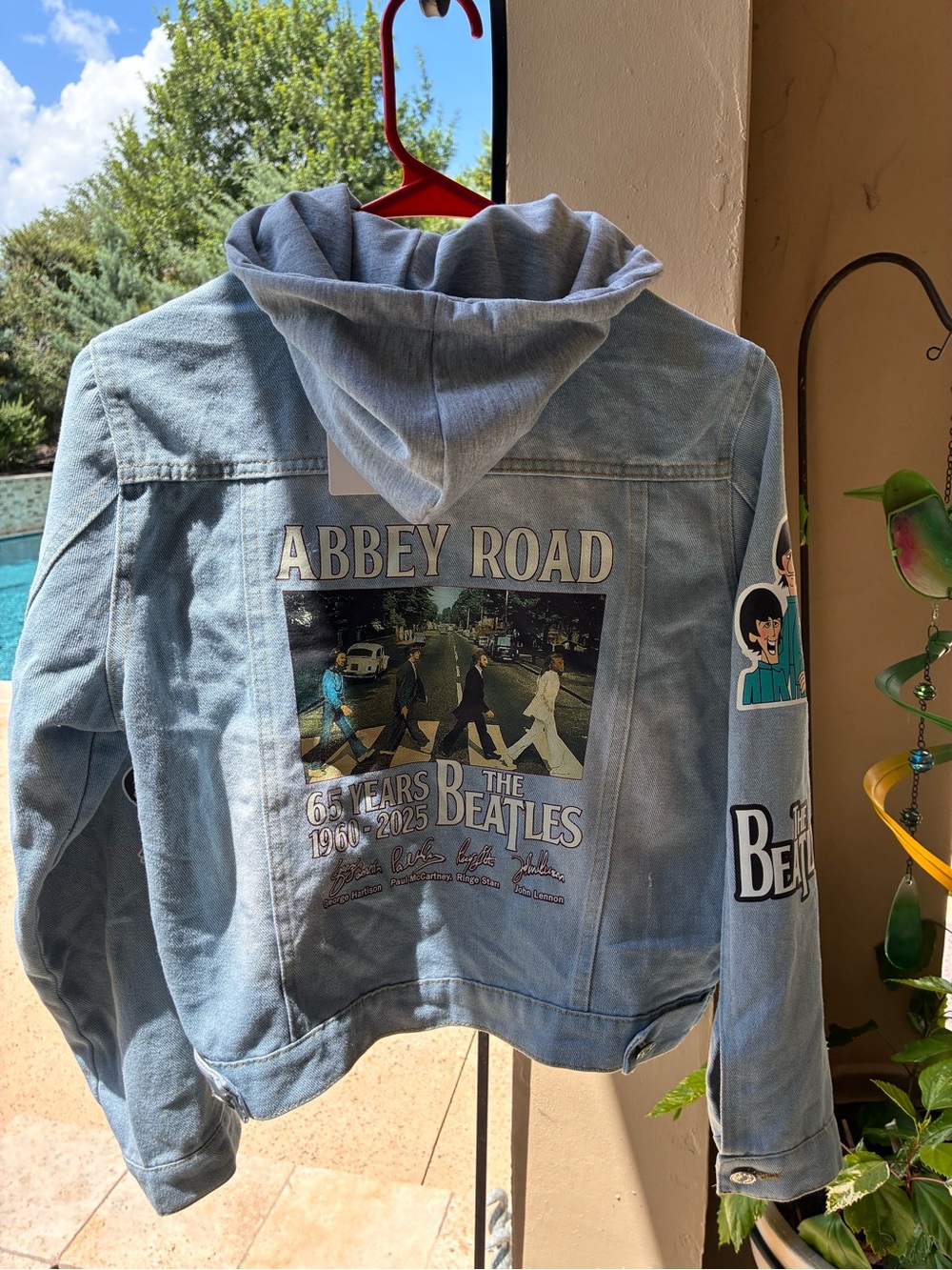 The Beatles Abbey Road Light Blue Kids XL or Women’s XS Denim Jacket with Hood